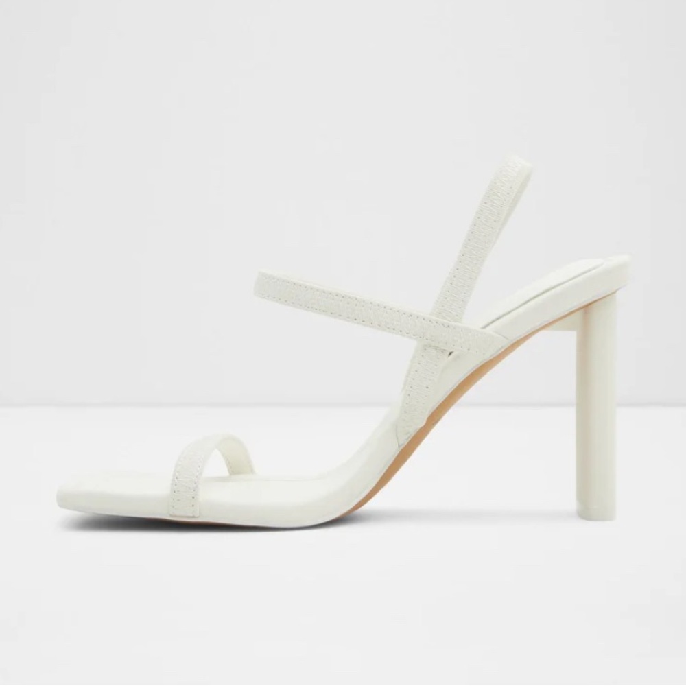White strappy pillow walk heels size 8.5